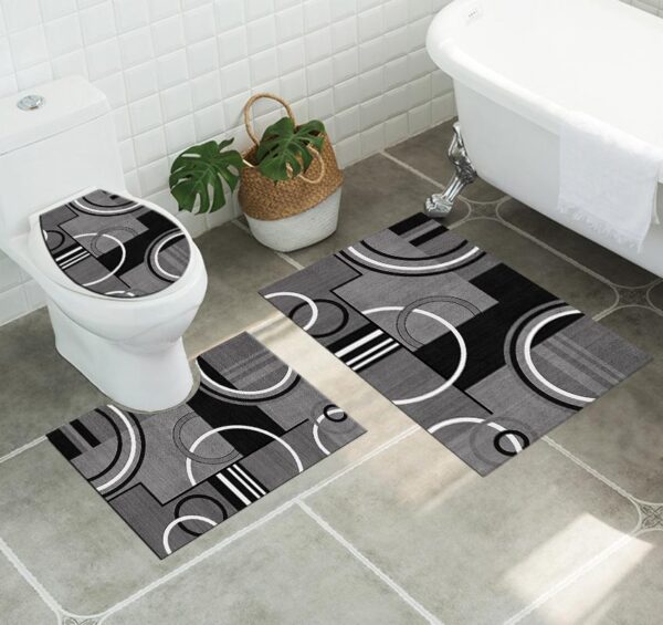3 Pieces Bathroom Mats Set – Multicolour ( A )