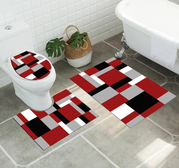 3 Pieces Bathroom Mats Set – Multicolour ( D )